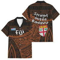 Straight Outta Kadavu Fiji Family Matching Mermaid Dress and Hawaiian Shirt Tribal Polynesian Tattoo Coat Of Arms Flag