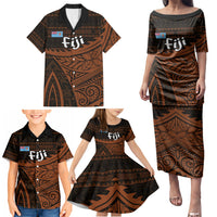 Straight Outta Kadavu Fiji Family Matching Puletasi and Hawaiian Shirt Tribal Polynesian Tattoo Coat Of Arms Flag