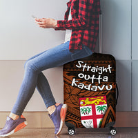 Straight Outta Kadavu Fiji Luggage Cover Tribal Polynesian Tattoo Coat Of Arms Flag