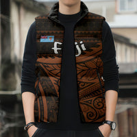 Straight Outta Kadavu Fiji Sleeveless Puffer Jacket Tribal Polynesian Tattoo Coat Of Arms Flag