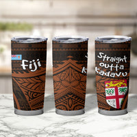 Straight Outta Kadavu Fiji Tumbler Cup Tribal Polynesian Tattoo Coat Of Arms Flag