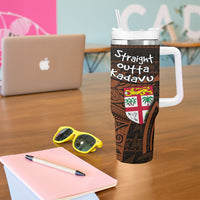 Straight Outta Kadavu Fiji Tumbler With Handle Tribal Polynesian Tattoo Coat Of Arms Flag