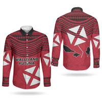 Wallis And Futuna Couples Matching Mermaid Dress and Long Sleeve Button Shirt Polynesian Tattoo Flag Map