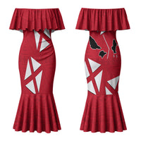 Wallis And Futuna Couples Matching Mermaid Dress and Long Sleeve Button Shirt Polynesian Tattoo Flag Map