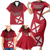 Wallis And Futuna Family Matching Short Sleeve Bodycon Dress and Hawaiian Shirt Polynesian Tattoo Flag Map