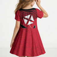 Wallis And Futuna Kid Short Sleeve Dress Polynesian Tattoo Flag Map