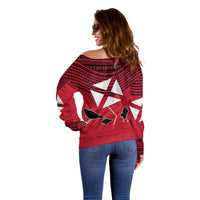 Wallis And Futuna Off Shoulder Sweater Polynesian Tattoo Flag Map
