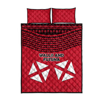 Wallis And Futuna Quilt Bed Set Polynesian Tattoo Flag Map