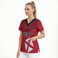 Wallis And Futuna Scrub Top Polynesian Tattoo Flag Map