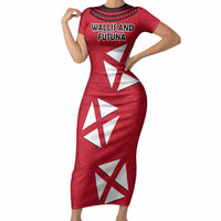 Wallis And Futuna Short Sleeve Bodycon Dress Polynesian Tattoo Flag Map