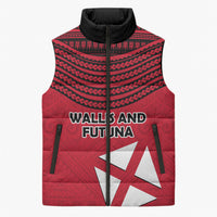 Wallis And Futuna Sleeveless Puffer Jacket Polynesian Tattoo Flag Map