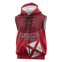 Wallis And Futuna Sleeveless Zip Hoodie Polynesian Tattoo Flag Map
