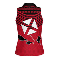 Wallis And Futuna Women Sleeveless Polo Shirt Polynesian Tattoo Flag Map