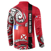 Wallis And Futuna Button Sweatshirt Tribal Polynesian Tattoo Flag Motif