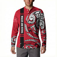 Wallis And Futuna Button Sweatshirt Tribal Polynesian Tattoo Flag Motif