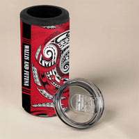 Wallis And Futuna 4 in 1 Can Cooler Tumbler Tribal Polynesian Tattoo Flag Motif