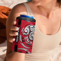 Wallis And Futuna 4 in 1 Can Cooler Tumbler Tribal Polynesian Tattoo Flag Motif
