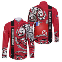 Wallis And Futuna Family Matching Short Sleeve Bodycon Dress and Hawaiian Shirt Tribal Polynesian Tattoo Flag Motif
