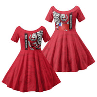Wallis And Futuna Family Matching Short Sleeve Bodycon Dress and Hawaiian Shirt Tribal Polynesian Tattoo Flag Motif