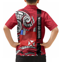 Wallis And Futuna Kid Hawaiian Shirt Tribal Polynesian Tattoo Flag Motif