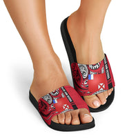 Wallis And Futuna Slide Sandals Tribal Polynesian Tattoo Flag Motif