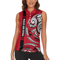 Wallis And Futuna Women Sleeveless Polo Shirt Tribal Polynesian Tattoo Flag Motif