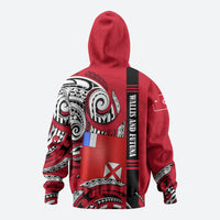 Wallis And Futuna Zip Hoodie Tribal Polynesian Tattoo Flag Motif