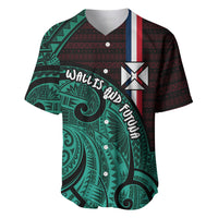 Wallis And Futuna Baseball Jersey Tribal Polynesian Tattoo Heritage Cross Flag