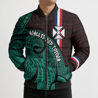 Wallis And Futuna Bomber Puffer Jacket Tribal Polynesian Tattoo Heritage Cross Flag