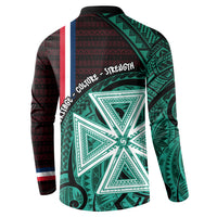Wallis And Futuna Button Sweatshirt Tribal Polynesian Tattoo Heritage Cross Flag
