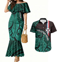 Wallis And Futuna Couples Matching Mermaid Dress and Hawaiian Shirt Tribal Polynesian Tattoo Heritage Cross Flag