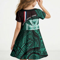 Wallis And Futuna Kid Short Sleeve Dress Tribal Polynesian Tattoo Heritage Cross Flag