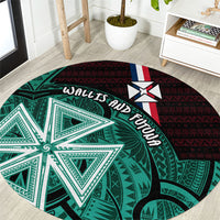 Wallis And Futuna Round Carpet Tribal Polynesian Tattoo Heritage Cross Flag