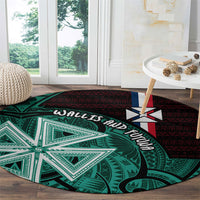 Wallis And Futuna Round Carpet Tribal Polynesian Tattoo Heritage Cross Flag