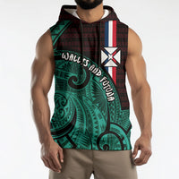Wallis And Futuna Sleeveless Hoodie Tribal Polynesian Tattoo Heritage Cross Flag