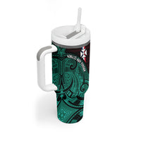 Wallis And Futuna Tumbler With Handle Tribal Polynesian Tattoo Heritage Cross Flag