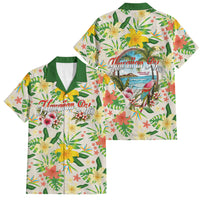 Hawaiian Piko Threads Of Paradise Aloha Family Matching Short Sleeve Bodycon Dress and Hawaiian Shirt Tropical Hibiscus Plumeria TS04 Dad's Shirt - Short Sleeve White Green - Polynesian Pride
