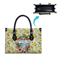 Hawaiian Piko Threads Of Paradise Aloha Leather Bag Tropical Hibiscus Plumeria