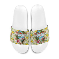Hawaiian Piko Threads Of Paradise Aloha Slide Sandals Tropical Hibiscus Plumeria
