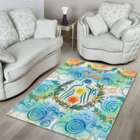 Hawaiian Piko Cultural Pride Aloha Area Rug Watercolor Spiral Art - Tropical Plumeria Lei Garland