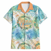 Hawaiian Piko Cultural Pride Aloha Hawaiian Shirt Watercolor Spiral Art - Tropical Plumeria Lei Garland TS04 White Blue - Polynesian Pride