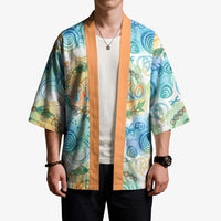 Hawaiian Piko Cultural Pride Aloha Kimono Watercolor Spiral Art - Tropical Plumeria Lei Garland
