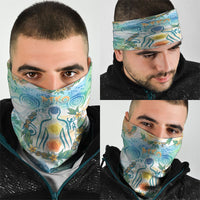 Hawaiian Piko Cultural Pride Aloha Neck Gaiter Watercolor Spiral Art - Tropical Plumeria Lei Garland