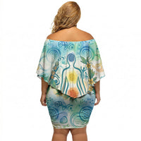 Hawaiian Piko Cultural Pride Aloha Off Shoulder Short Dress Watercolor Spiral Art - Tropical Plumeria Lei Garland TS04 - Polynesian Pride