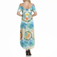 Hawaiian Piko Cultural Pride Aloha Summer Maxi Dress Watercolor Spiral Art - Tropical Plumeria Lei Garland TS04 - Polynesian Pride