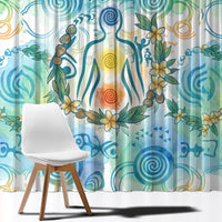 Hawaiian Piko Cultural Pride Aloha Window Curtain Watercolor Spiral Art - Tropical Plumeria Lei Garland