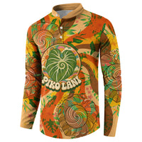 Hawaiian Piko Lani Cultivate I Ka Piko Aloha Button Sweatshirt Retro Psychedelic Taro Leaf - Hibiscus Flowers