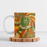 Hawaiian Piko Lani Cultivate I Ka Piko Aloha Ceramic Mug Retro Psychedelic Taro Leaf - Hibiscus Flowers