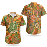 Hawaiian Piko Lani Cultivate I Ka Piko Aloha Couples Matching Puletasi and Hawaiian Shirt Retro Psychedelic Taro Leaf - Hibiscus Flowers