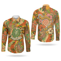 Hawaiian Piko Lani Cultivate I Ka Piko Aloha Couples Matching Short Sleeve Bodycon Dress and Long Sleeve Button Shirt Retro Psychedelic Taro Leaf - Hibiscus Flowers TS04 - Polynesian Pride